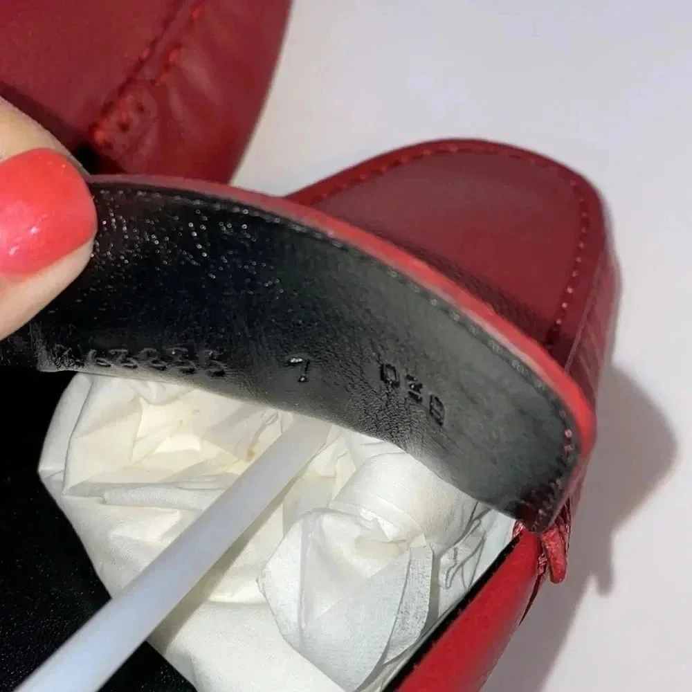 Gucci Driver Red Leather Loafers G7, US8